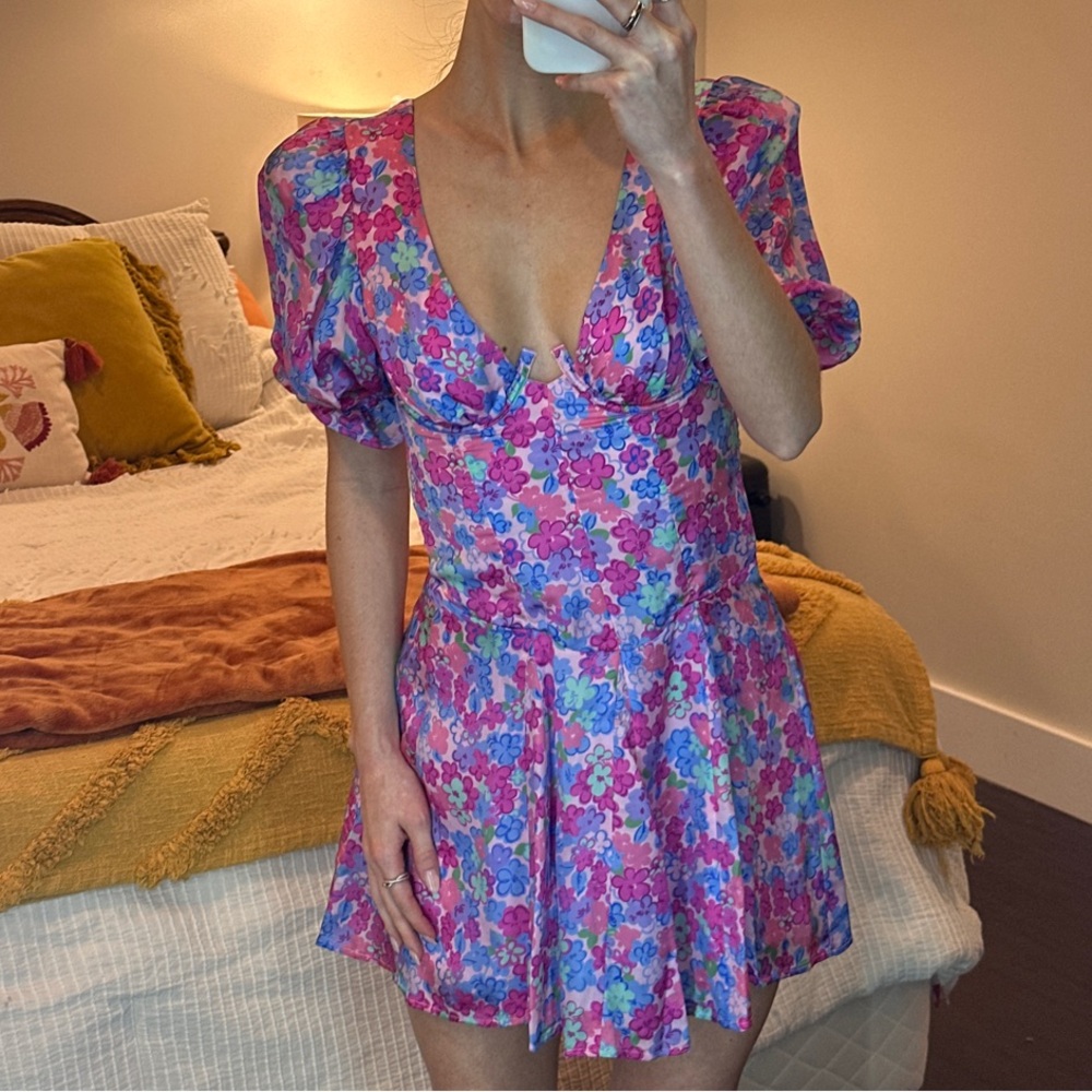 For love & lemons Floral Pink Dress